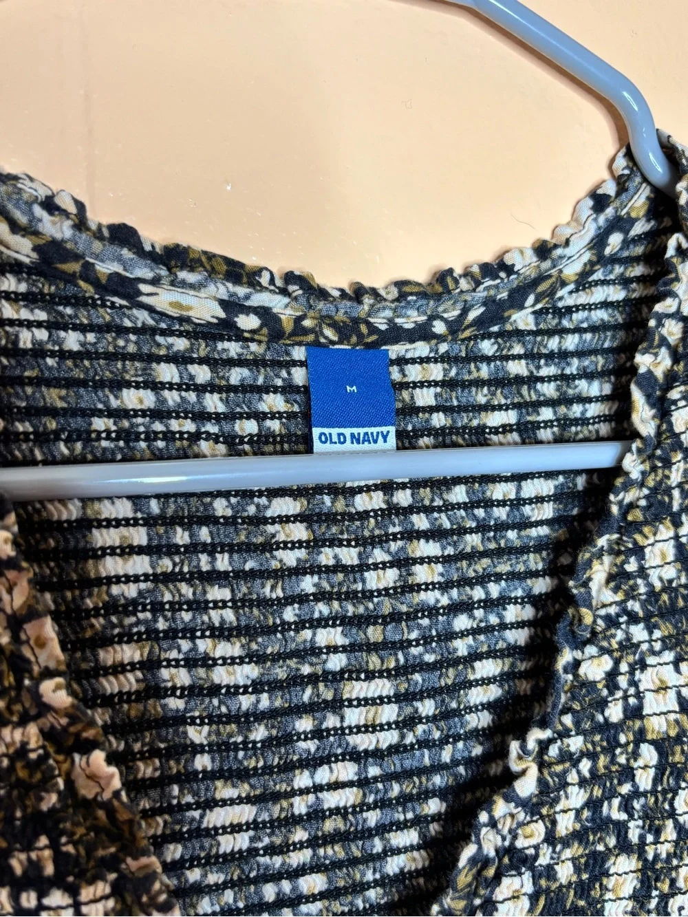 Old Navy Black Floral Long Sleeve Midi Dress